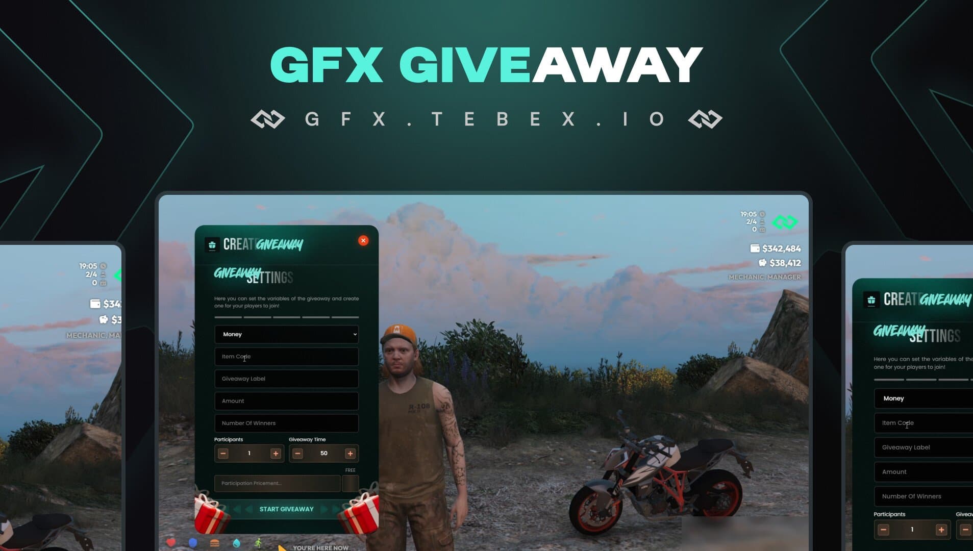 GFX Advanced Giveaway Script product preview for esx FiveM servers