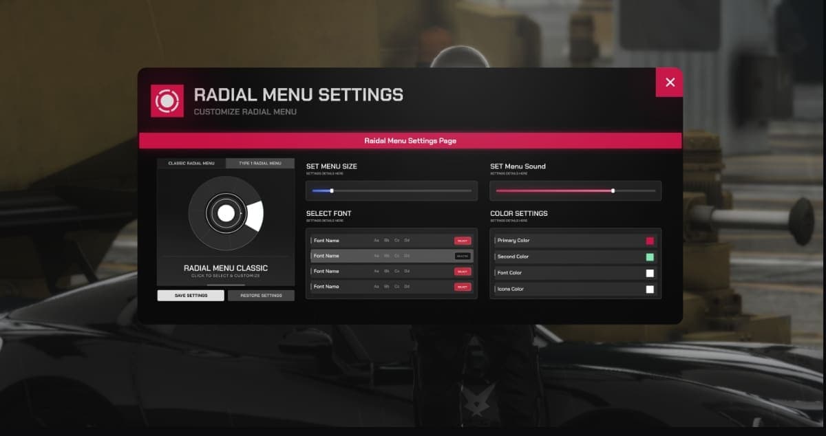 DebuX Radial Menu (2 Styles , Full Customizable) product preview for esx FiveM servers