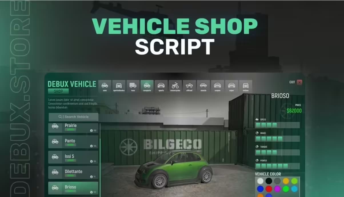 Vehicle Shop (DebuX) esx FiveM Script