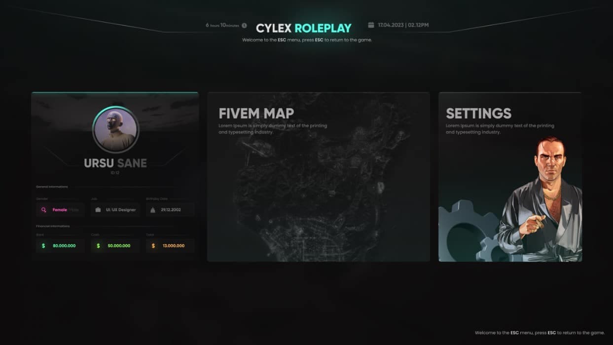 Cylex Pause Menu esx FiveM Script