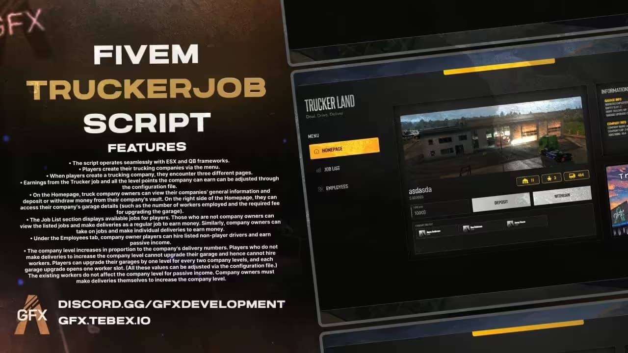 GFX Trucker Job qbcore FiveM Script