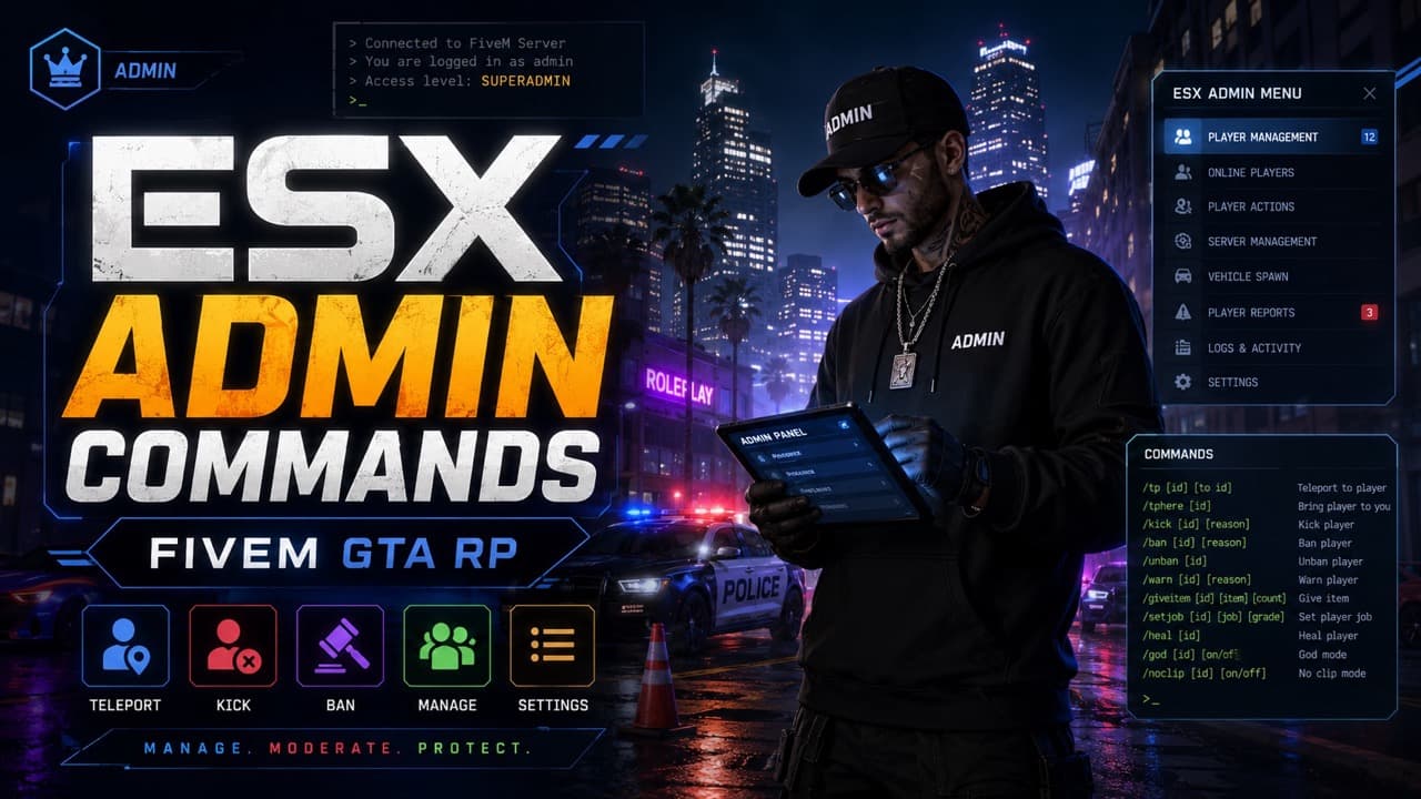ESX Admin-Befehle — Vollständige Command-Liste 2026