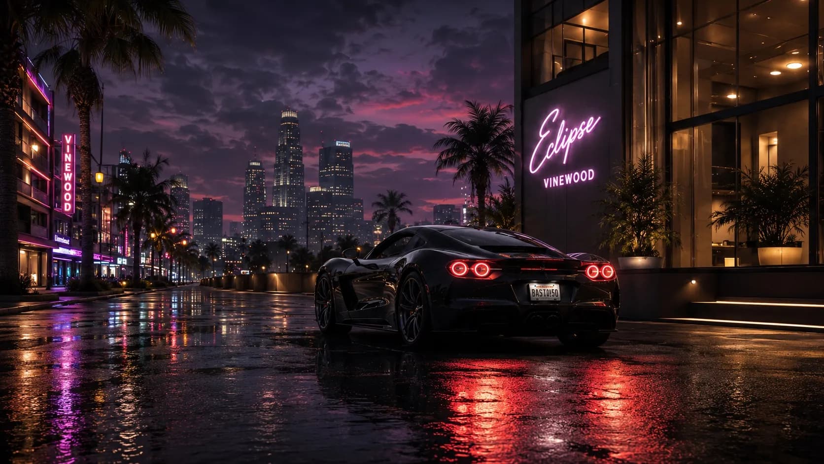 Capa premium FiveM — rua noturna com carro esportivo