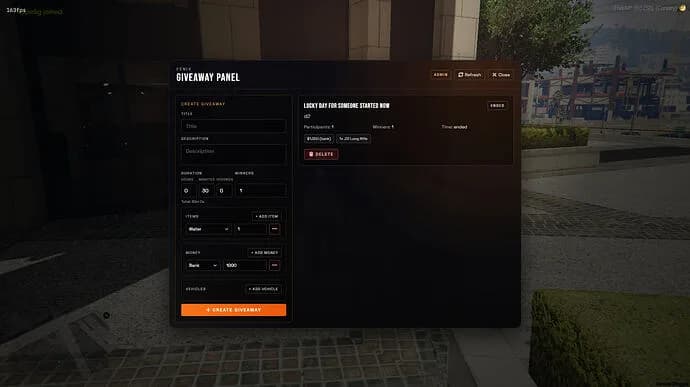 🎁 FNX GIVEAWAY SYSTEM – In-Game Giveaway Creator (ESX / QB / QBOX)