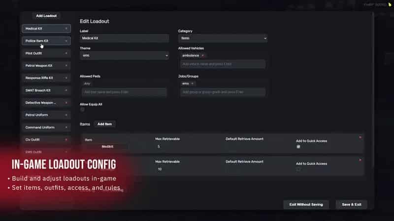 DutyKit | Vehicle-Based Duty Loadouts for Police, EMS, DOT, Mechanics & Job Fleets