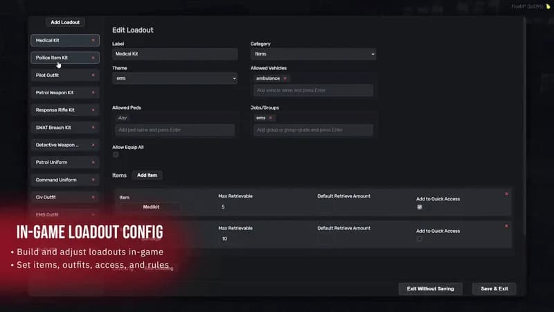 DutyKit | Vehicle-Based Duty Loadouts for Police, EMS, DOT, Mechanics & Job Fleets
