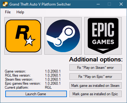 Grand Theft Auto V Platform Switcher