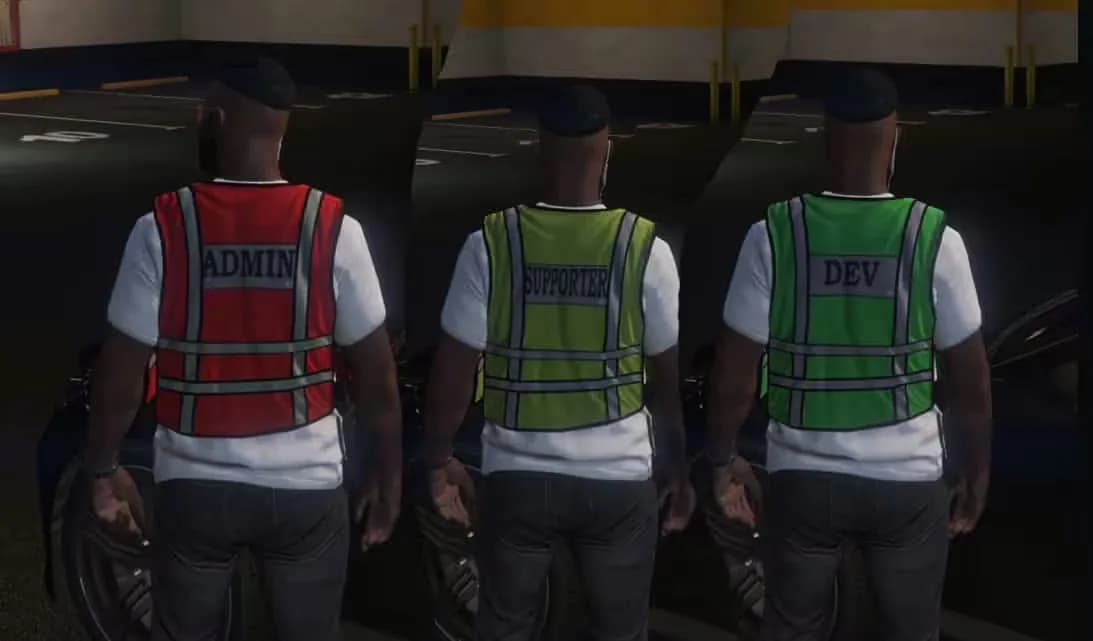 Admin/Staff vests product preview for esx FiveM servers