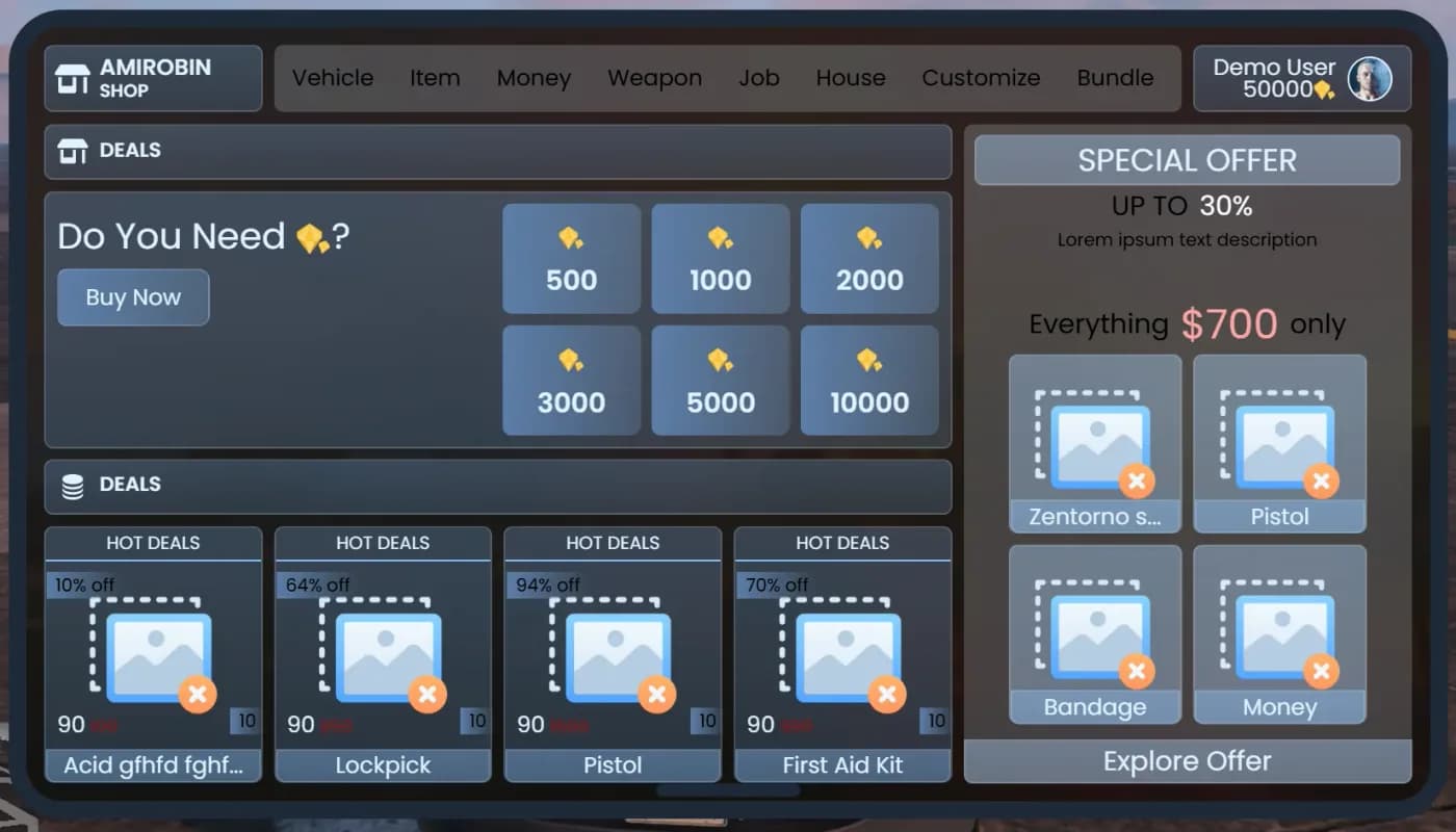 ARS VIP Shop product preview for esx FiveM servers