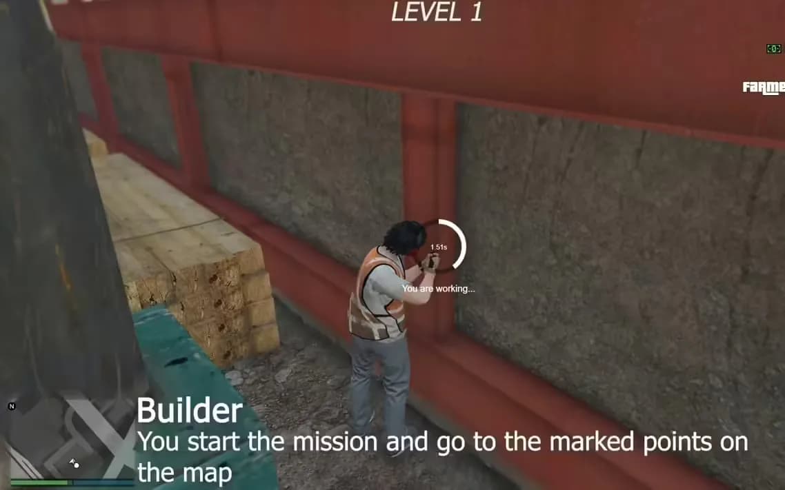 Builder Job (Leveling System) product preview for esx FiveM servers