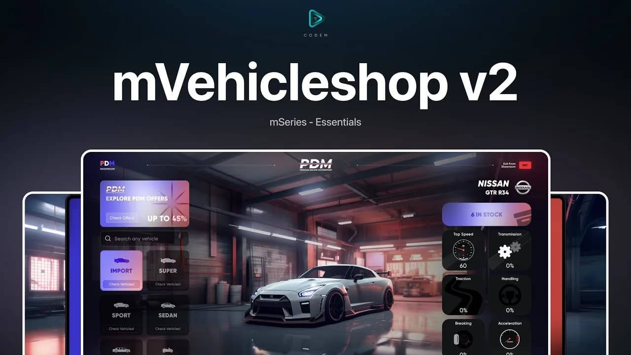 CodeM mVehicleshop v2 product preview for esx FiveM servers