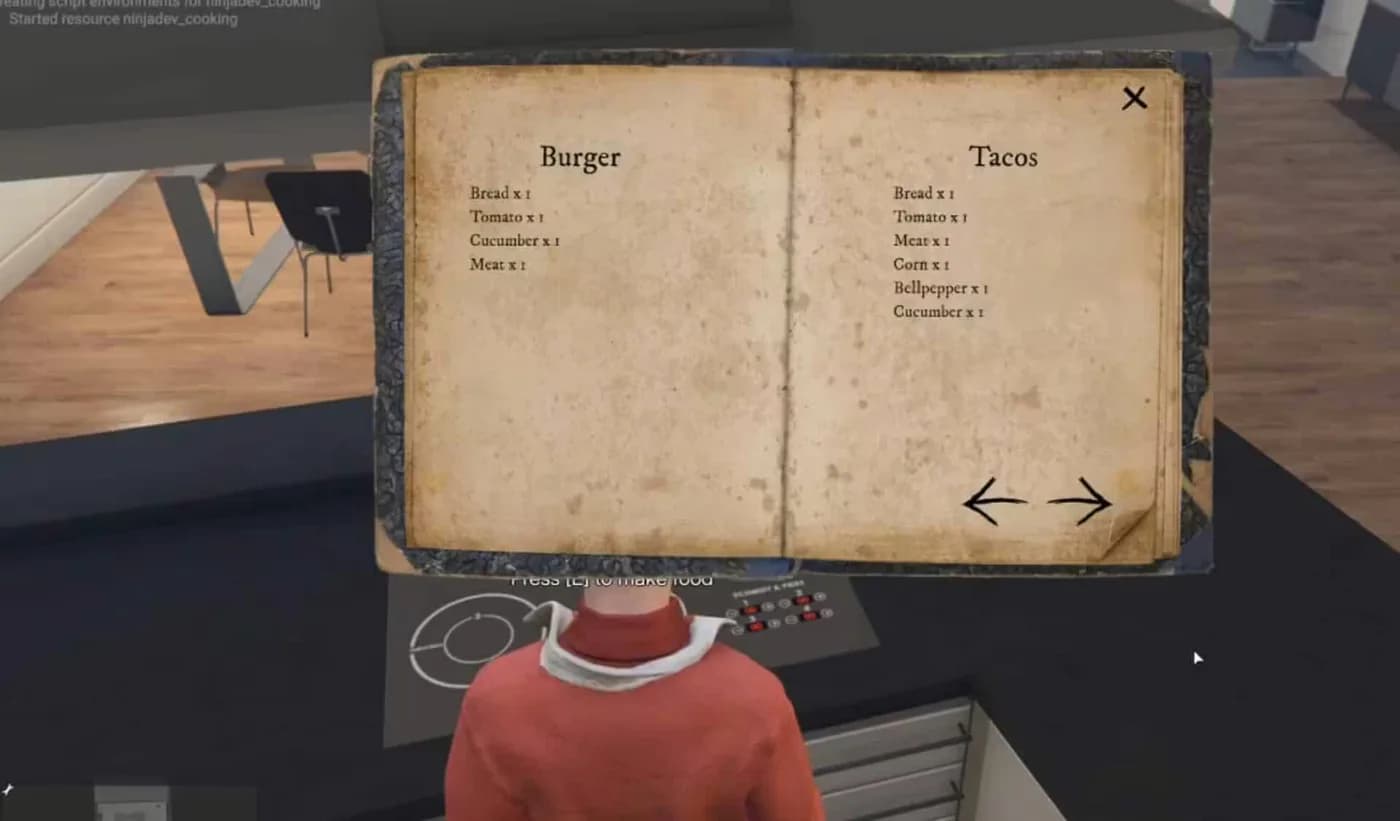 Cooking Script product preview for esx FiveM servers