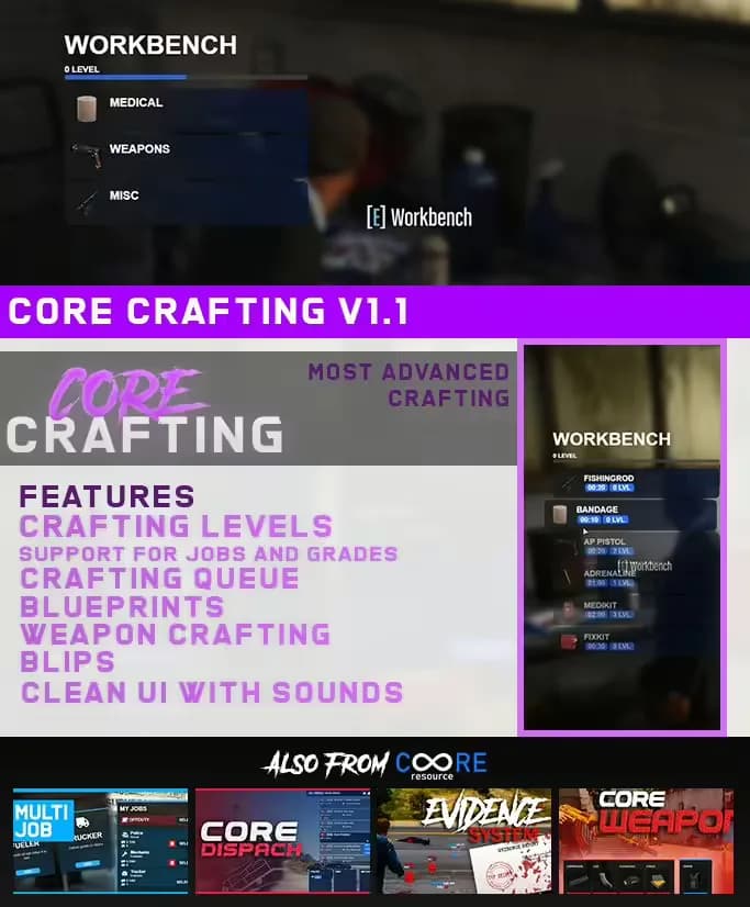 Core Crafting product preview for esx FiveM servers