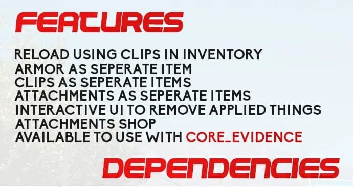 Core Weapon product preview for esx FiveM servers