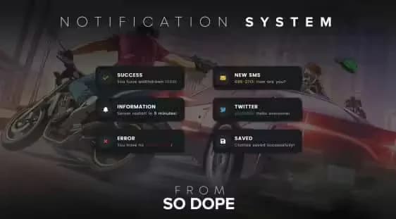 DopeNotify (v1+v2) product preview for standalone FiveM servers