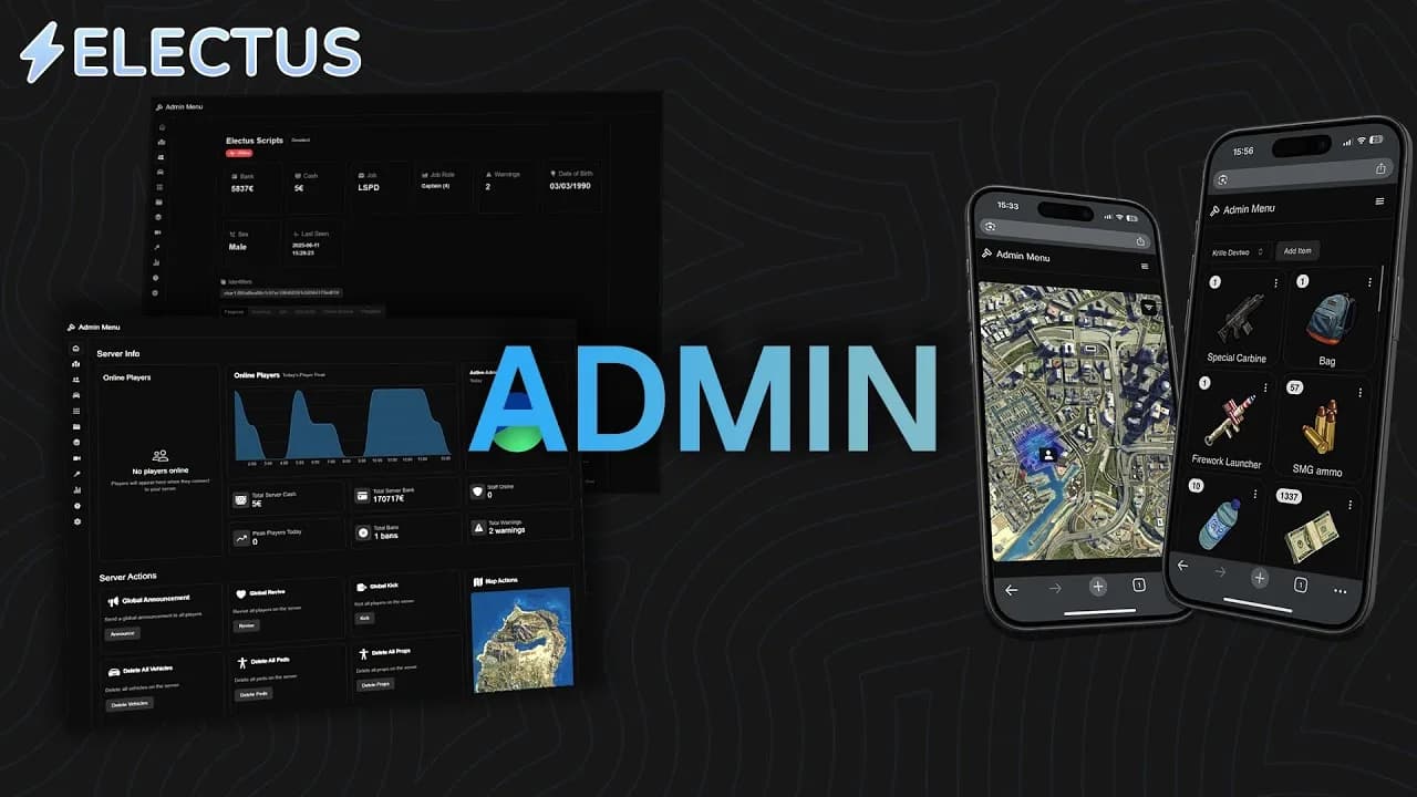 Electus Admin Tool product preview for esx FiveM servers