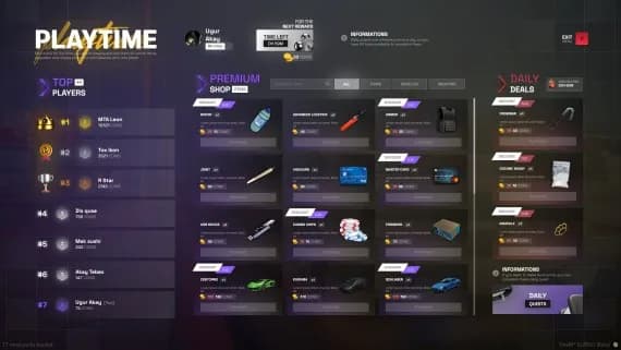 FiveM Playtime Shop V2 product preview for esx FiveM servers