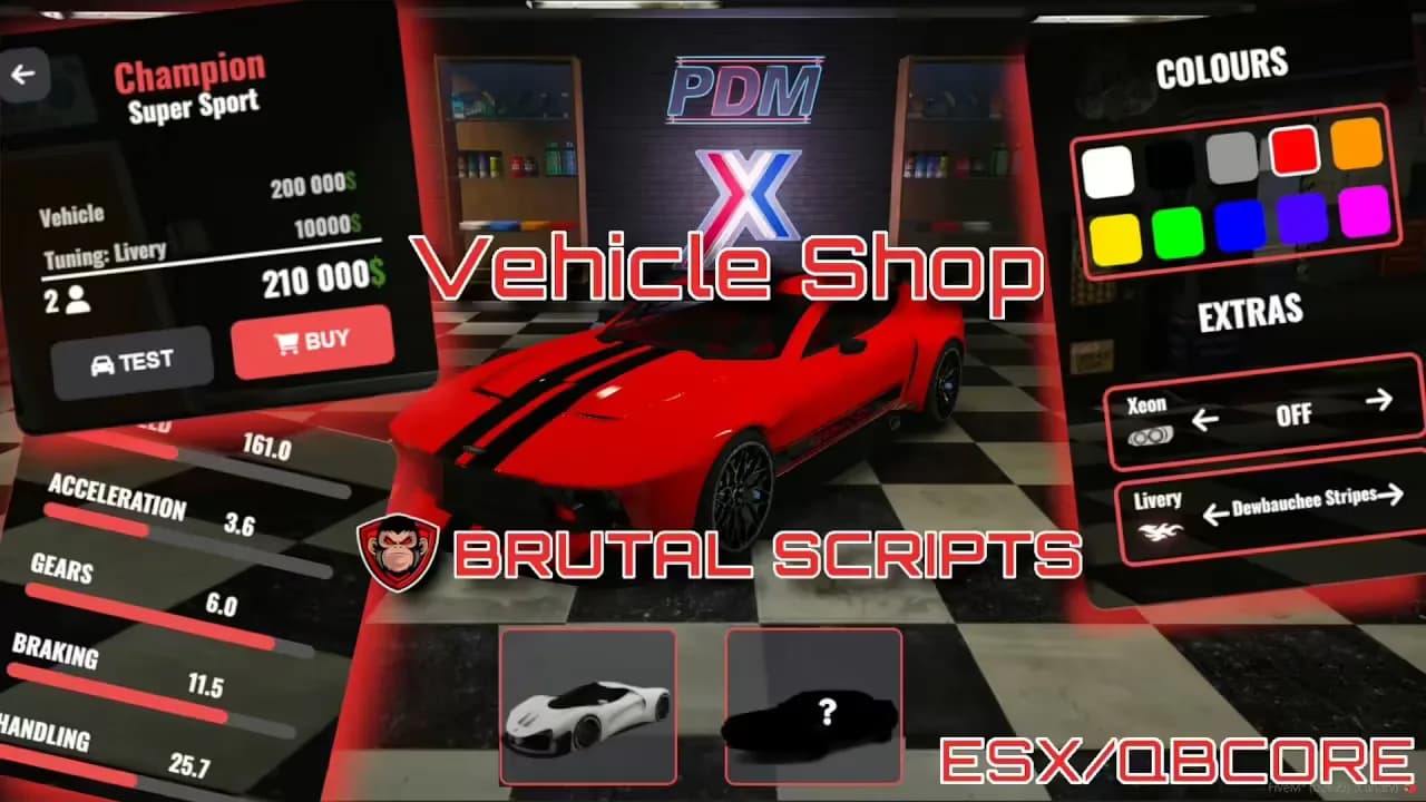 FiveM Vehicle Shop (Brutal Scripts) product preview for esx FiveM servers
