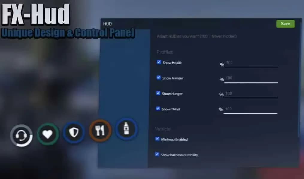 FX Hud product preview for esx FiveM servers