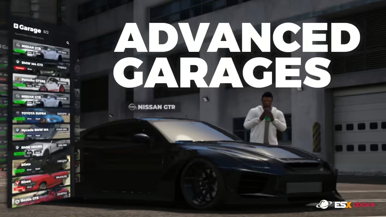 Advanced Garages product preview for esx FiveM servers