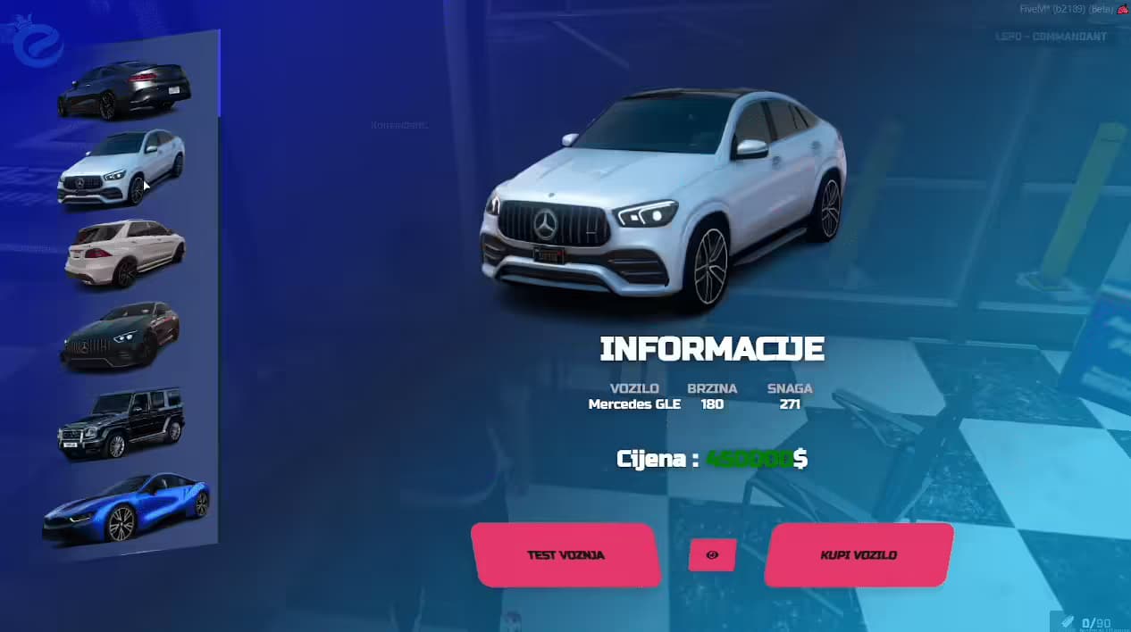 ESX Vehicle Shop product preview for esx FiveM servers