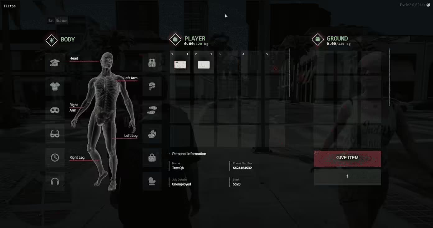 NoPixel 4.0 Inventory product preview for qbcore FiveM servers