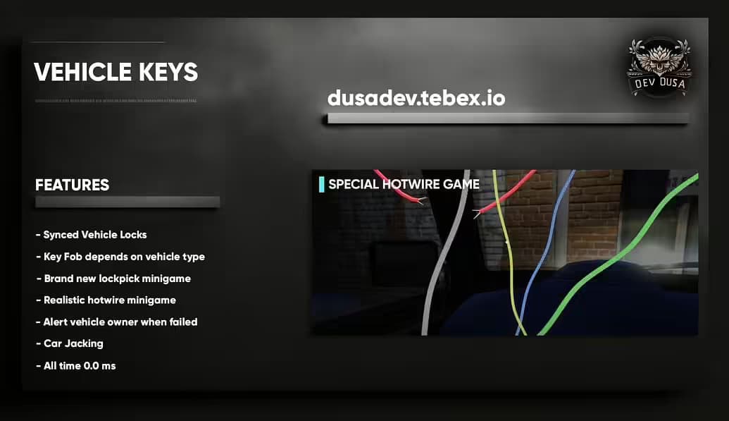 Vehicle Key System product preview for esx FiveM servers