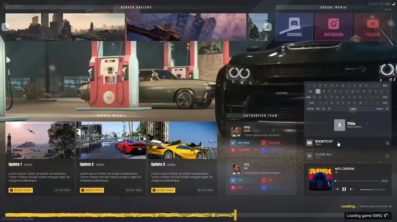 izzy Loading Screen product preview for esx FiveM servers