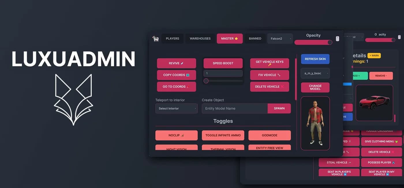 Luxu Admin Menu product preview for esx FiveM servers