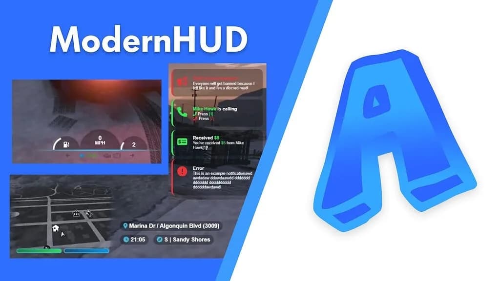 Modern HUD product preview for esx FiveM servers