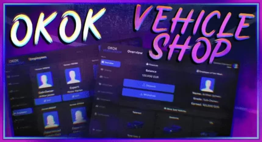 okok Vehicle Shop product preview for esx FiveM servers