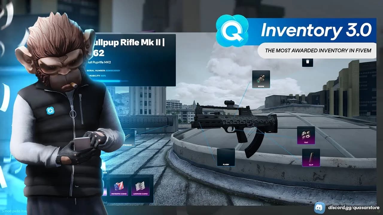 Quasar Inventory V3 product preview for esx FiveM servers