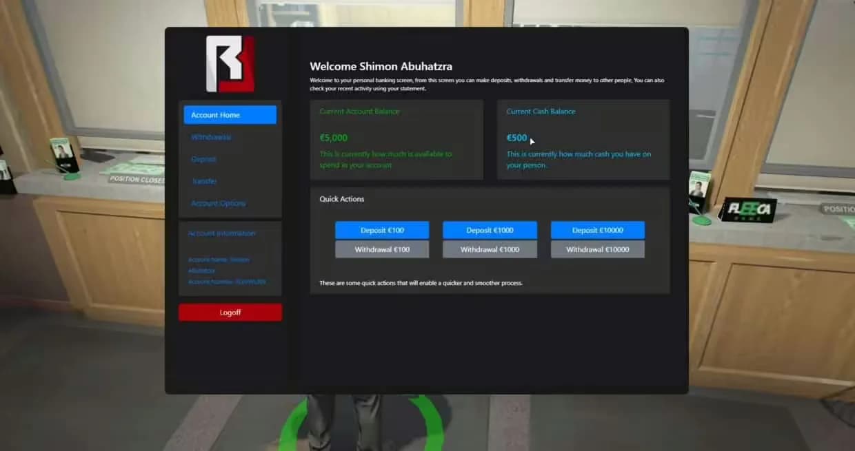 Real looking Banking (for ESX) product preview for esx FiveM servers