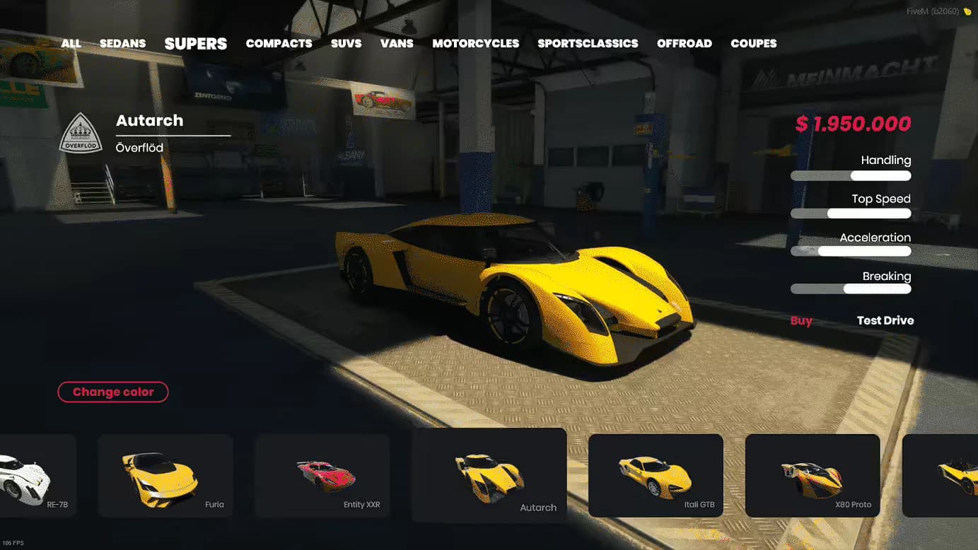 Vehicle Shop (Dealership) HUD 2.0 product preview for esx FiveM servers