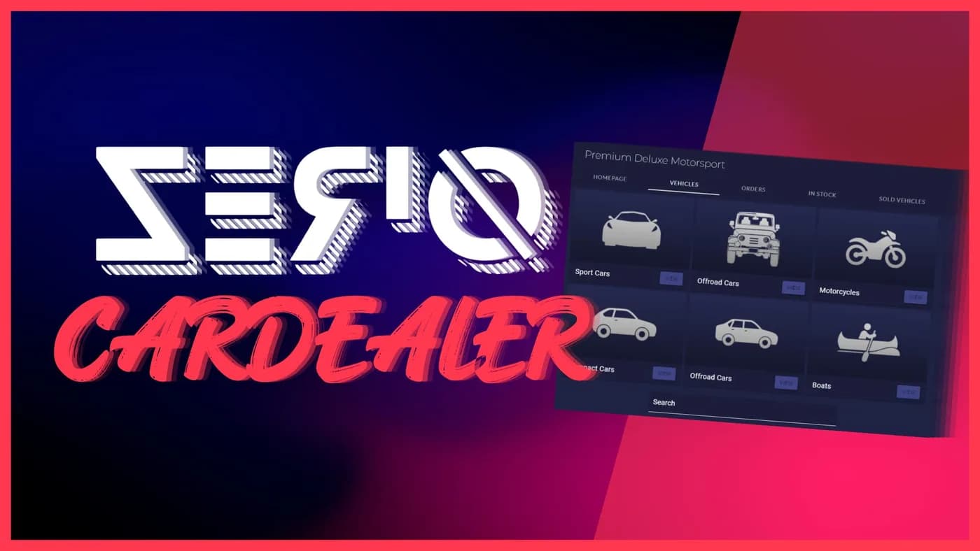 Zerio Cardealer product preview for esx FiveM servers