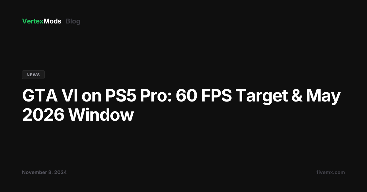 GTA VI on PS5 Pro: 60 FPS Target & May 2026 Window
