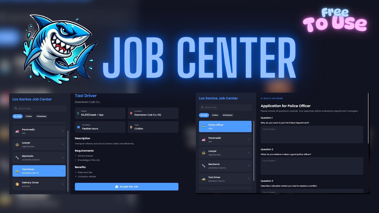 Grátis - [QBCore] Sistema de Central de Tarefas Avançado - Script FiveM [dw-jobcenter]