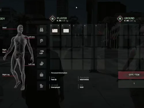 Aperçu de l'interface d'inventaire NoPixel 4.0 pour FiveM