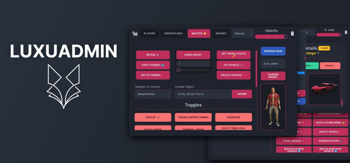 luxu-admin Aperçu des ressources FiveM du menu d'administration Luxu