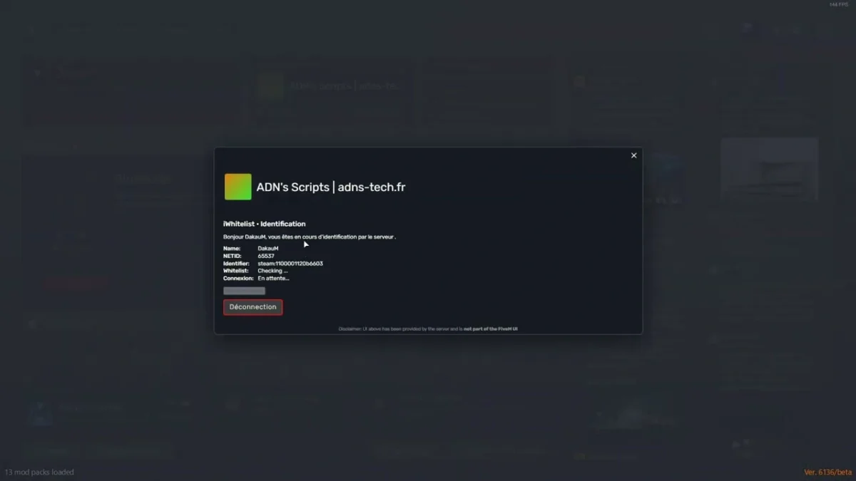 Aperçu de la ressource du système de liste blanche d'ADN FiveM 5