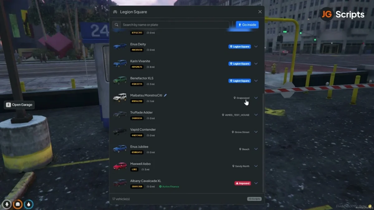 Aperçu de la ressource JG Advanced Garages FiveM 2