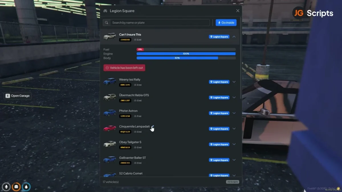 Aperçu de la ressource JG Advanced Garages FiveM 4