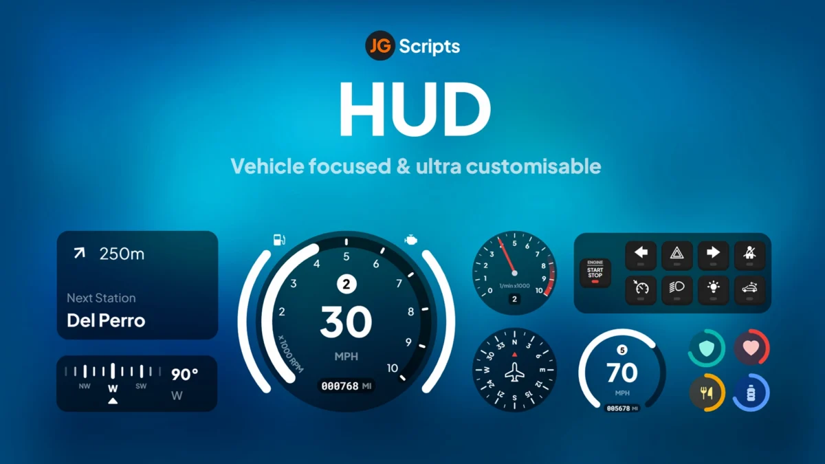 jg-hud Aperçu de l'interface personnalisable JG HUD pour FiveM