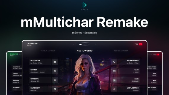 CodeM mMultichar — Advanced Multi-Character System CodeM mMultichar — Système Multi-Personnages Avancé Aperçu de la ressource FiveM