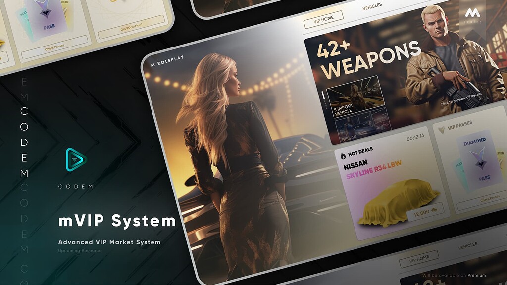 CodeM mVIPSystem — VIP Membership & Subscription System CodeM mVIPSystem — Système d'adhésion et d'abonnement VIP FiveM aperçu de la ressource