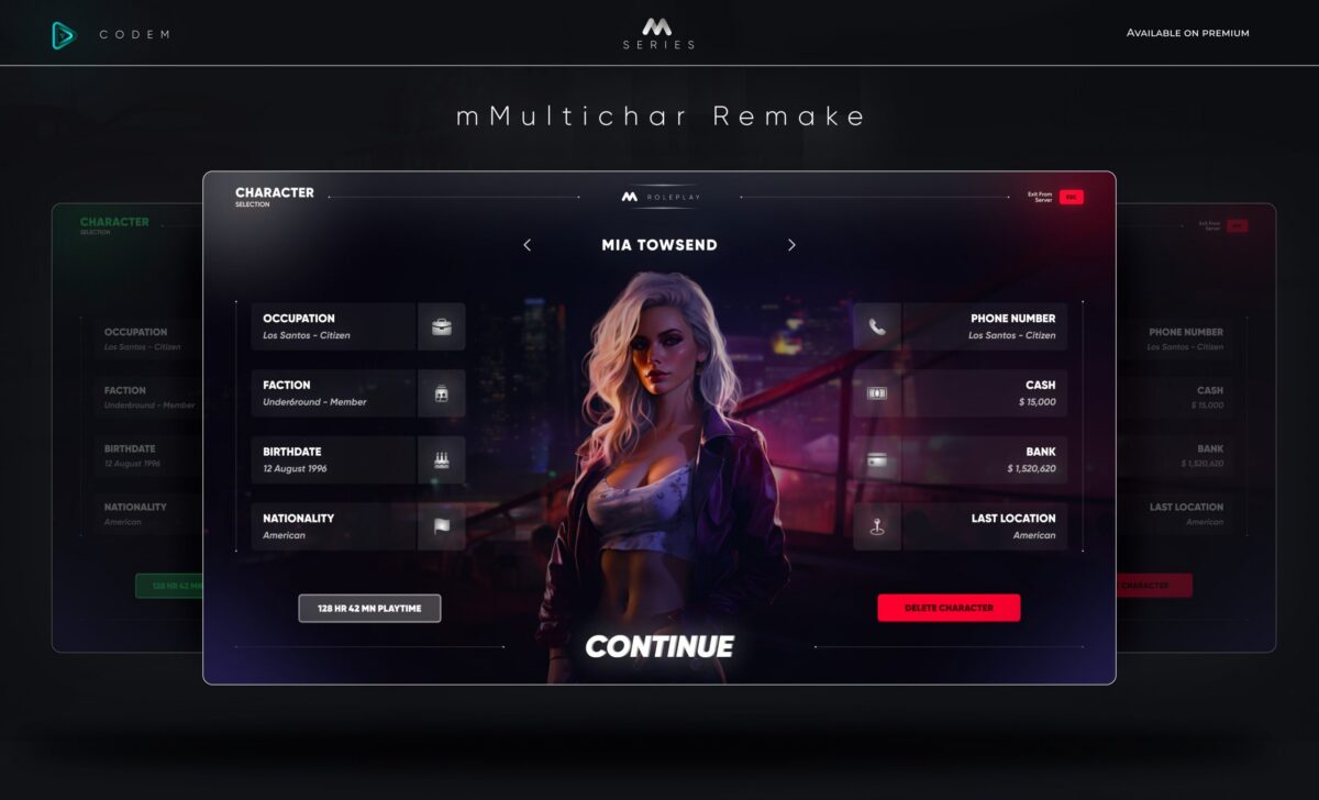 CodeM mMultichar — Système avancé de multi-personnages FiveM aperçu de la ressource 2