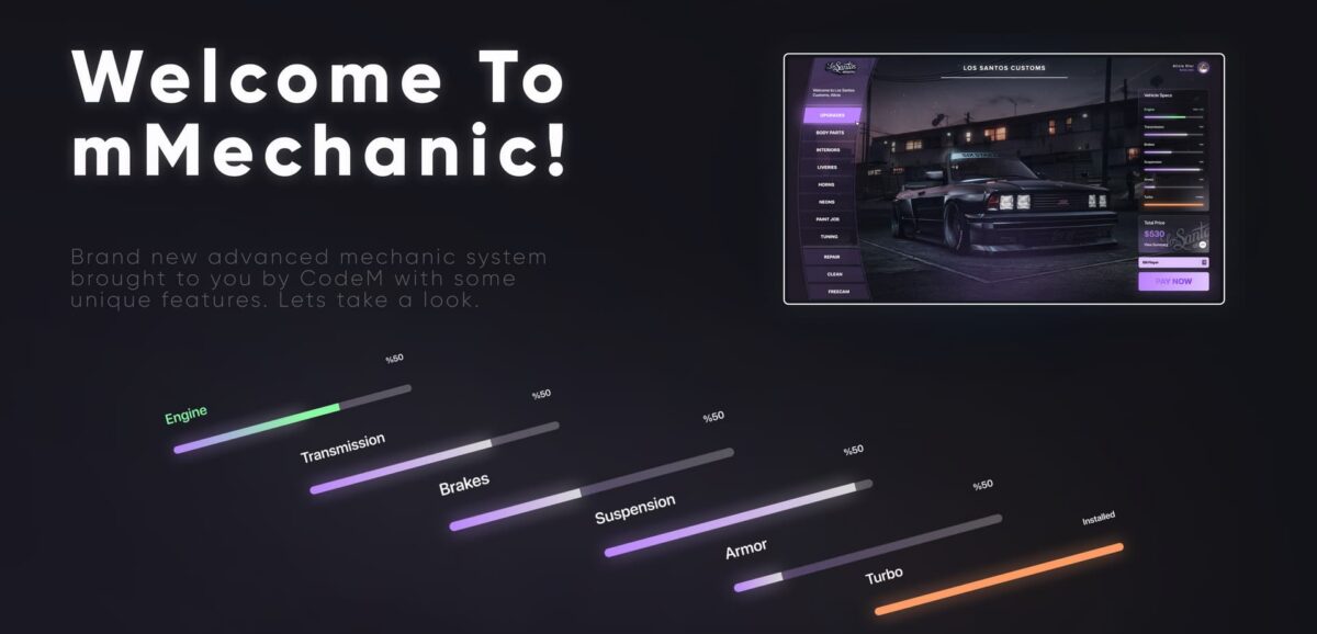 CodeM mMechanic Job — Advanced Mechanic Job System FiveM aperçu de la ressource 3