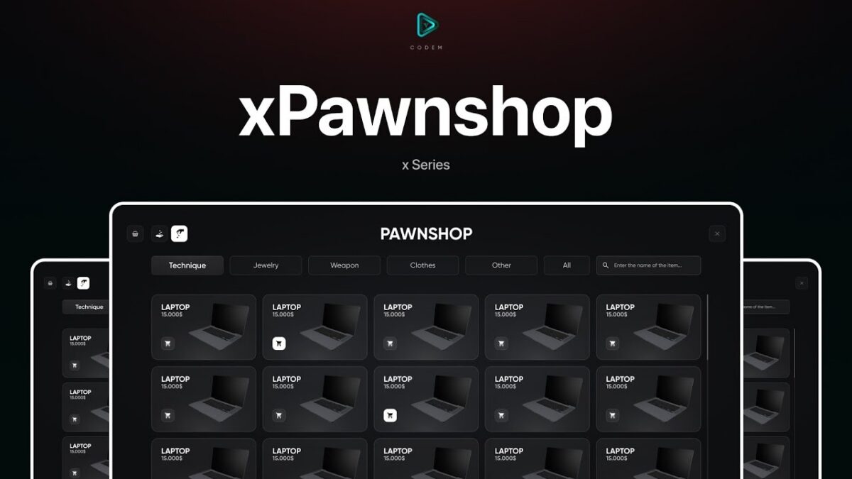 CodeM xPawnshop — Advanced Pawn Shop Script CodeM xPawnshop — Aperçu de la ressource FiveM du script de prêteur sur gages avancé