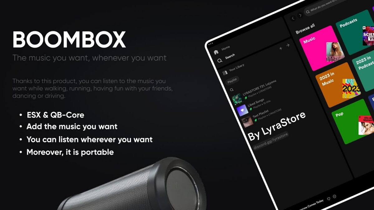 STG Boombox - Advanced Music System STG Boombox – Sistema Musical Avanzado FiveM vista previa del script