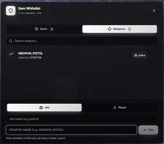 NEX Item Whitelist